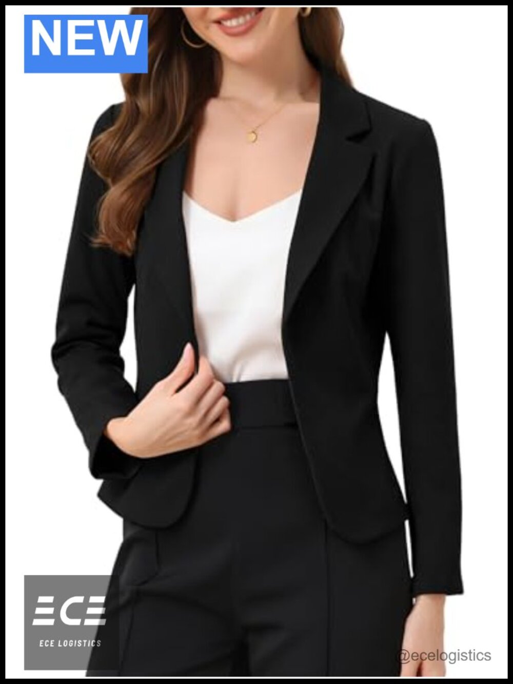 Women's Cropped Open Front Blazer Notch Lapel Long Sleeve Work Office Casual